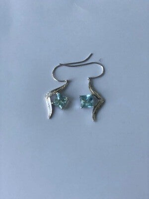 AQUAMARINE AND DIAMONDS EARRINGS