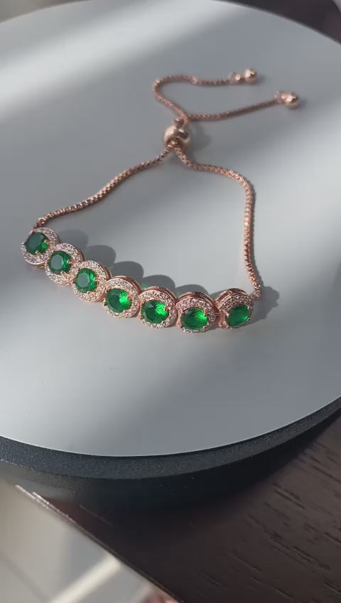 Charming Emerald Look Adjustable Bracelet