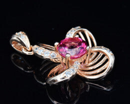 Charming Pink Topaz Open Flower Pendant - Elegant Floral Design