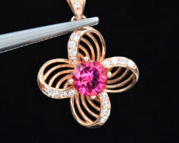 Charming Pink Topaz Open Flower Pendant - Elegant Floral Design