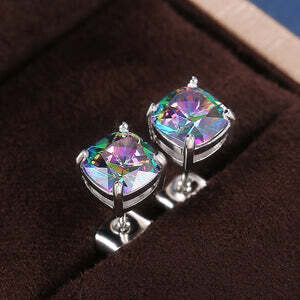 Trendy Multicolor Square Zircon Earrings