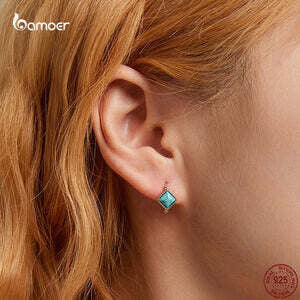 Square Cut Turquoise Stud Earrings