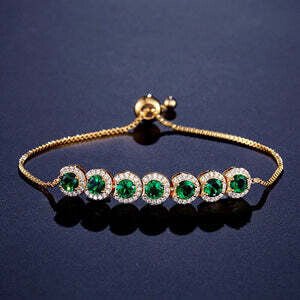 Charming Emerald Look Adjustable Bracelet