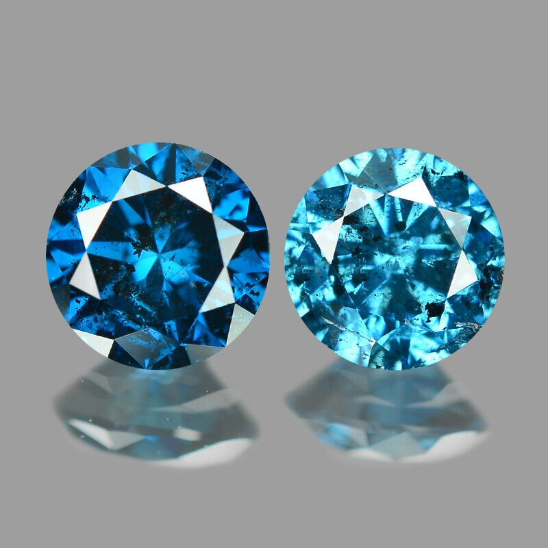 Natural Blue Diamond Matching Pair - Round Shape, Radiant Blue Color