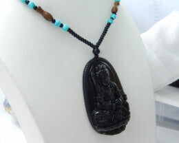 Agate Black Pendant-Sulemani Hakim Black Agate Carving